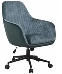 Drehstuhl DANNY Stoff-Bezug gr&uuml;n-blau mit Rollen, 63 cm breit, 98 cm hoch, bis 140