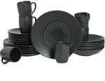CreaTable, 20568, Lava Stone Schwarz, Kombiservice 24-tlg, Steinzeug - Schwarz