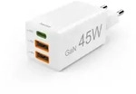hama Schnellladeger&auml;t GaN, 1x USB-C, 2x USB-A, Mini-Ladeger&auml;t, PD, 45 W, - Wei&szlig;