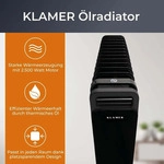 KLAMER &Ouml;lradiator 2500 W, Elektroheizung energiesparend, 13 Rippen, 3 Heizstufen mit