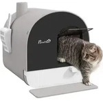 PawHut Katzentoilette Katzenklo mit Haube und Deckel Katzenstreu Matte Grau -...