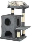 lionto Kratzbaum f&uuml;r Katzen 80 cm, mit 2 H&ouml;hlen, Liegebett & Spielball,