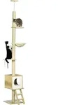 PawHut Kratzbaum, Katzenkratzbaum Deckenhoch, 240-260 cm, Kletterbaum mit Katzenhaus,