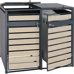 XL 2er/4er-M&uuml;lltonnenverkleidung HWC-J81, M&uuml;lltonnenbox, Metall 59kg...