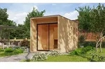 Karibu Saunahaus Au&szlig;ensauna Gartensauna Miramar unbehandelt Ofen 9 KW externe...