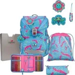 DerDieDas ErgoFlex Superlight Schulranzenset 5-teilig Happy Pixel hellblau -...