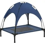 PawHut Haustierbett mit Baldachin Erh&ouml;htes Hundebett Hundeliege outdoor Dunkelblau -