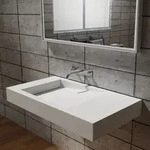 Wandwaschbecken PB2155 aus Mineralguss - 100 x 50 x 12 cm - Wei&szlig; matt - mit