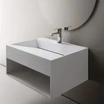 Wandwaschbecken TWG71 - Mineralguss - Wei&szlig; matt - mit Ablagefach,