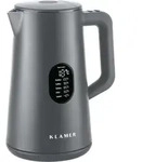 KLAMER Wasserkocher Edelstahl 1,5L 1800W elektrischer Wasserkocher grau mit