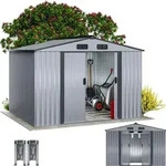 GARDEBRUK Ger&auml;tehaus XXL Metall 9m3 mit Fundament - Grau/Grau
