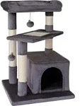 lionto Katzenkratzbaum 75 cm mit H&ouml;hle, Liegebett & Sisalfl&auml;che, kompakt & stabil,