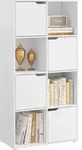 WOLTU B&uuml;cherregal mit 8 F&auml;chern 4 T&uuml;ren, W&uuml;rfelregal , 60x120x30 cm, wei&szlig; -