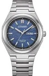 Citizen AW0130-85L Eco Drive Uhr Herrenuhr Titan Datum silber - Blau