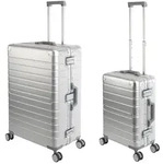 Travelhouse Oslo - 2er Reisekoffer Set S+L - Aluminium Hartschale Silber -...