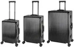 Travelhouse Tokyo Alu Reisekoffer Reise Trolley 3er Set (Schwarz, Handgep&auml;ck,