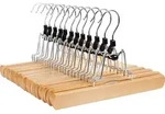 SONGMICS 12 St&uuml;ck Hosenspanner Kleiderb&uuml;gel aus Schima-Holz Hosenb&uuml;gel...