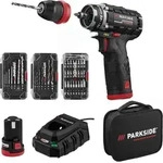 Parkside Performance Akkuschrauber PBSPA 12 E4 +2 Akku Ladeger&auml;t Bit Bohrer Set