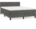vidaXL Boxspringbett mit Matratze Dunkelgrau 140x200 cm Samt - Grau
