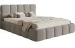 Selsey Cloudy - Bett mit Polsterrahmen, Boucle-Bezug in Grau, 140 cm - Grau