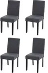 4er-Set Esszimmerstuhl Stuhl K&uuml;chenstuhl Littau Textil, anthrazitgrau, dunkle Beine