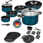 Genius Kelton Pfannenset T&ouml;pfe Set 3 in 1 mit Deckel und Gem&uuml;seschneider 27...