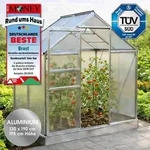 BRAST Gew&auml;chshaus Aluminium mit Fundament | 130x190x195cm | 6mm Hohlkammerplatten 