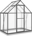 vidaXL Gew&auml;chshaus mit Fundamentrahmen Anthrazit 169x114x202 cm Alu - Grau