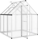 vidaXL Gew&auml;chshaus mit Fundamentrahmen Silbern 169x169x195 cm Alu
