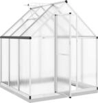 vidaXL Gew&auml;chshaus mit Fundamentrahmen Silbern 169x169x202 Aluminimum