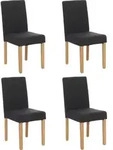 4er-Set Esszimmerstuhl Stuhl K&uuml;chenstuhl Littau Textil, schwarz, helle Beine -