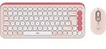 Logitech POP ICON COMBO, Kabellos, Bluetooth, Scherenschalter, QWERTY, Rose, Maus