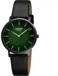 Boccia Damen Armbanduhr 3273-14 Trend Titan Lederband schwarz - Gr&uuml;n