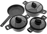 Kochgeschirr Set 7tlg Topfset Koch-/Braten-Topf-Set Induktion Kochtopfset Aluminium