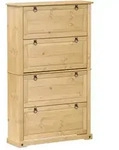 vidaXL Schuhschrank Corona 99x32x163,5 cm Massivholz Kiefer - Braun