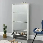 Schuhschrank &rsquo;Vogar&rsquo; mit 4 verspiegelten T&uuml;ren f&uuml;r 12 Paar Schuhe 134 x 63 x 17