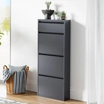 Schuhkipper 'Sokndal' mit 4 Klappen Metall 118 x 50 x 15 cm Grau - Grau