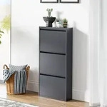Schuhkipper 'Sokndal' mit 3 Klappen Metall 104 x 50 x 15 cm Grau - Grau