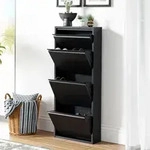 Schuhkipper 'Sokndal' mit 4 Klappen Metall 118 x 50 x 15 cm Schwarz - Schwarz