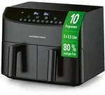 GOURMETmaxx Hei&szlig;luft-Fritteuse Doppelkorb - 2x 3,5 l - schwarz - Schwarz