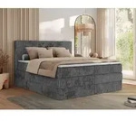 MKS MEBLE Boxspringbett 180x200 Grau Cord, Boxspringbett mit Matratze H4, Bett