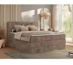 MKS MEBLE Boxspringbett 180x200 Braun Cord, Boxspringbett mit Matratze H3, Bett