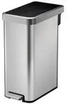 Modern designter Treteimer aus geb&uuml;rstetem Edelstahl | 45 Liter, 65x28x49,5cm 