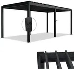 Juskys Lamellendach Tahiti 3x5,9 m - Stahl Pergola stabil & wetterfest - Anthrazit -