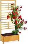 Relaxdays Rankgitter mit Pflanzkasten, hoch, rechteckiger Holz Blumenkasten mit