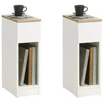 SoBuy 2er Set Nachttisch schmal Nachtschrank Beistelltisch mit Schublade und...