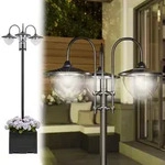 Outsunny Solarleuchte Gartenlicht 3-k&ouml;pfige Lampe mit Blumentopf-Basis...