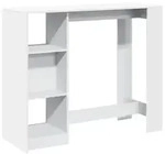 vidaXL Bartisch mit Regal Wei&szlig; 124x46x103,5 cm Holzwerkstoff - Wei&szlig;