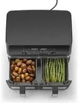 Caso 3186 AirFry Duo Chef Doppel-Hei&szlig;luftfritteuse, Farbe:Schwarz/Silber - Silber