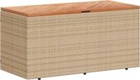 Gartentruhe Beige 110x50x54 cm Poly Rattan Akazienholz